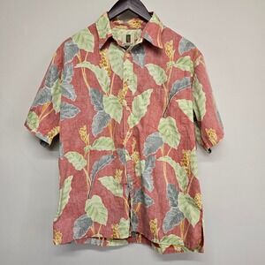 Tori Richard Hawaiian Shirt Mens M Red Floral Reverse Print Aloha Resort USA